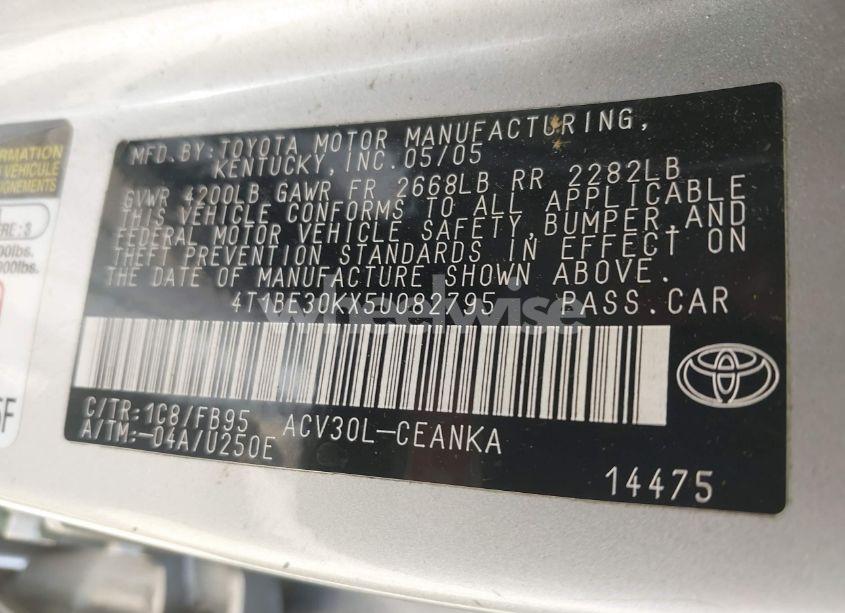 Photo 9 of 2005 Toyota Camry LE (VIN 4T1BE30KX5U082795)