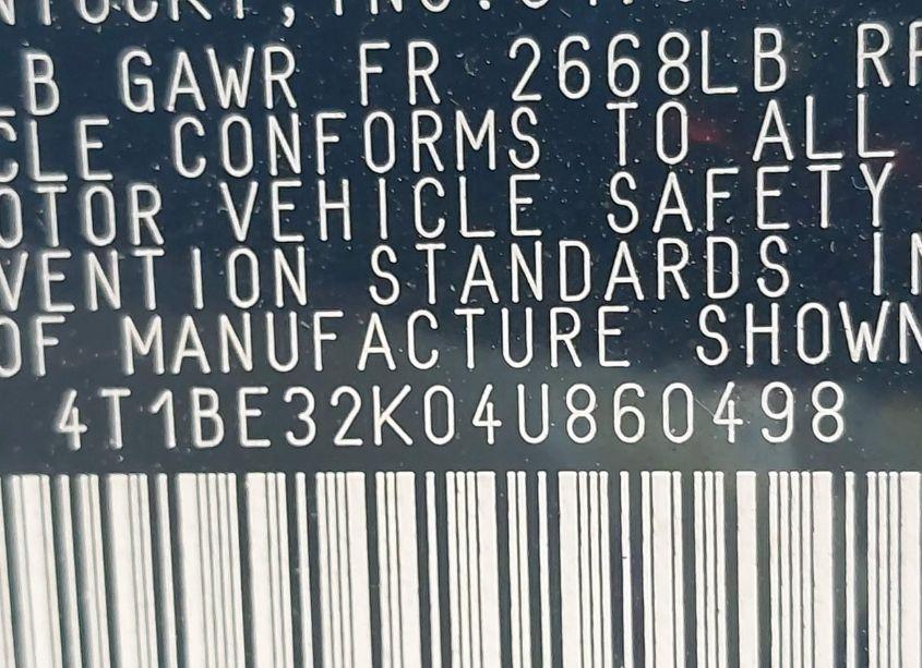 Photo 9 of 2004 Toyota Camry XLE (VIN 4T1BE32K04U860498)