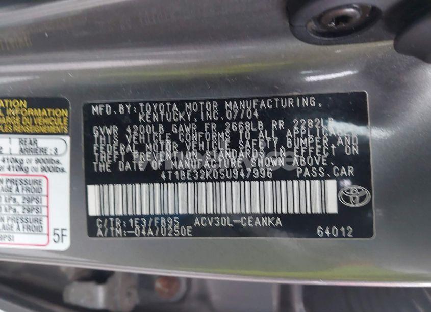 Photo 9 of 2005 Toyota Camry LE (VIN 4T1BE32K05U947996)