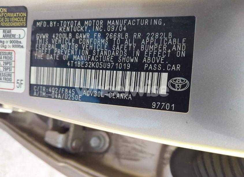 Photo 9 of 2005 Toyota Camry LE (VIN 4T1BE32K05U971019)