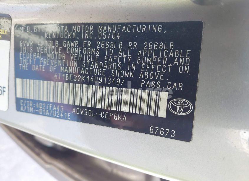 Photo 9 of 2004 Toyota Camry XLE (VIN 4T1BE32K14U913497)