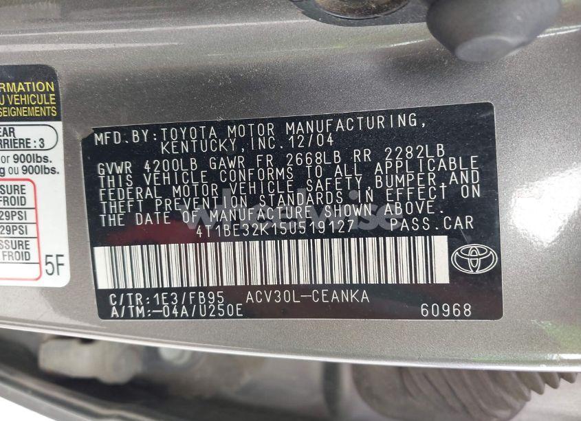 Photo 9 of 2005 Toyota Camry LE (VIN 4T1BE32K15U519127)