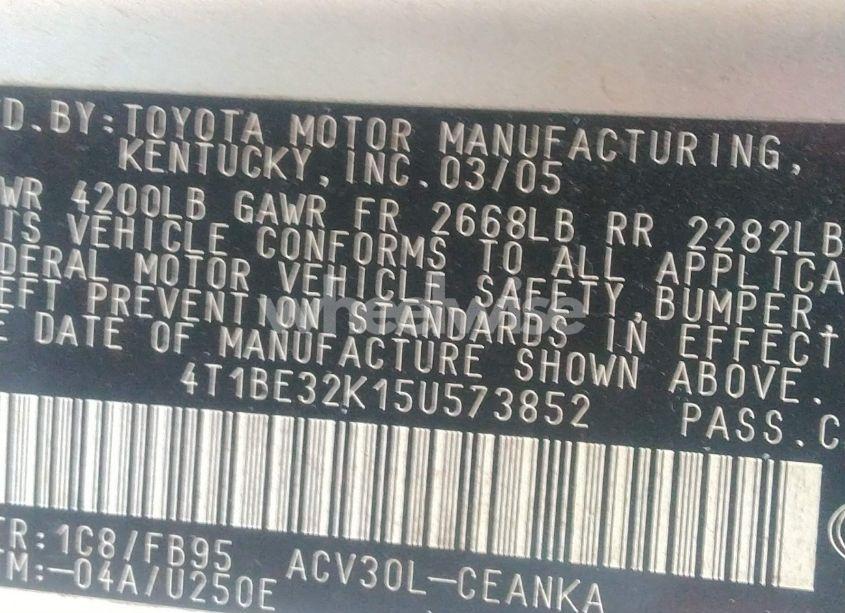 Photo 9 of 2005 Toyota Camry STD (VIN 4T1BE32K15U573852)