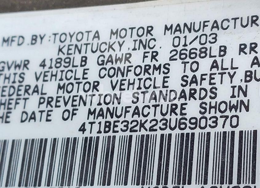Photo 9 of 2003 Toyota Camry LE (VIN 4T1BE32K23U690370)