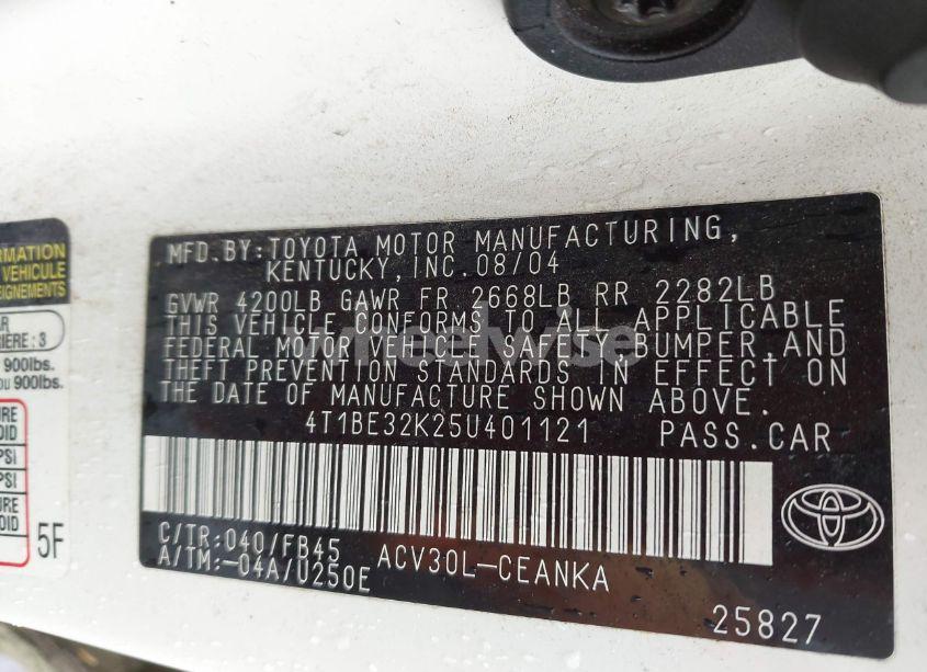 Photo 9 of 2005 Toyota Camry LE (VIN 4T1BE32K25U401121)