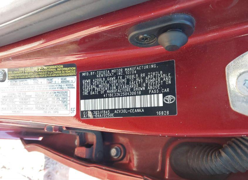 Photo 9 of 2005 Toyota Camry LE (VIN 4T1BE32K25U430618)