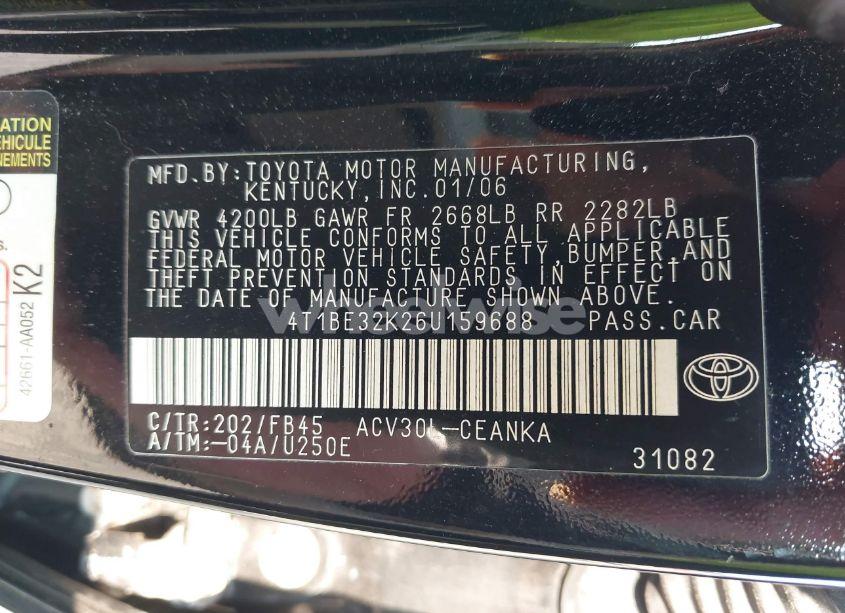 Photo 9 of 2006 Toyota Camry LE (VIN 4T1BE32K26U159688)