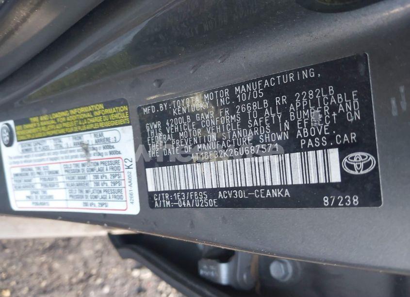 Photo 9 of 2006 Toyota Camry LE (VIN 4T1BE32K26U687571)