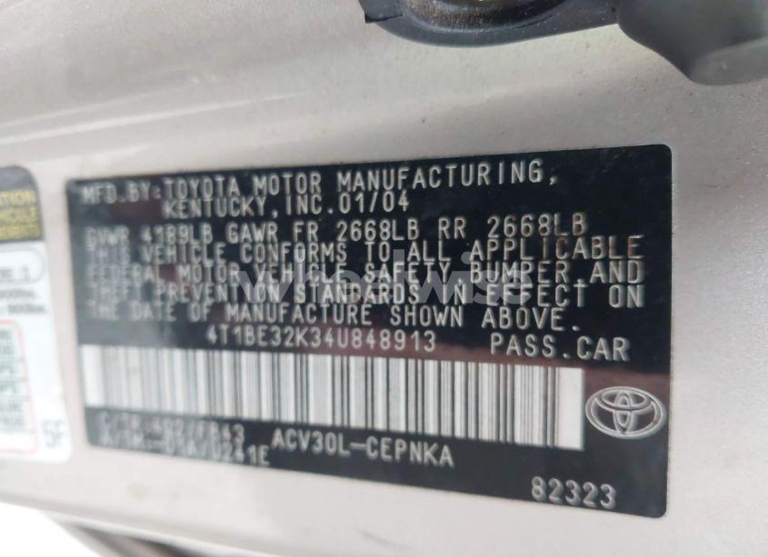 Photo 9 of 2004 Toyota Camry LE (VIN 4T1BE32K34U848913)