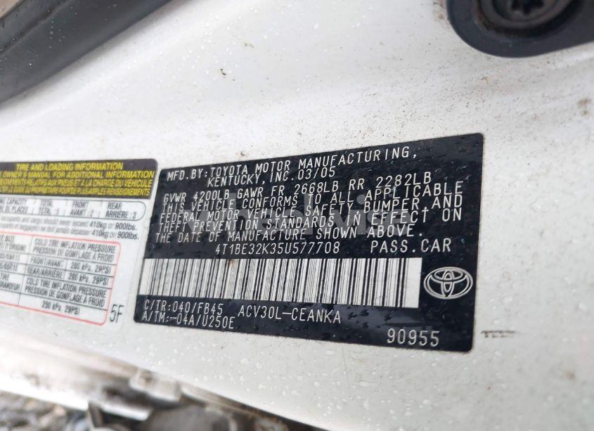 Photo 9 of 2005 Toyota Camry LE (VIN 4T1BE32K35U577708)