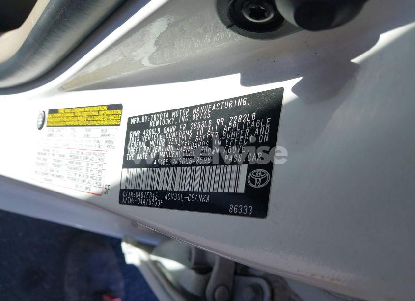 Photo 9 of 2006 Toyota Camry LE (VIN 4T1BE32K36U648598)