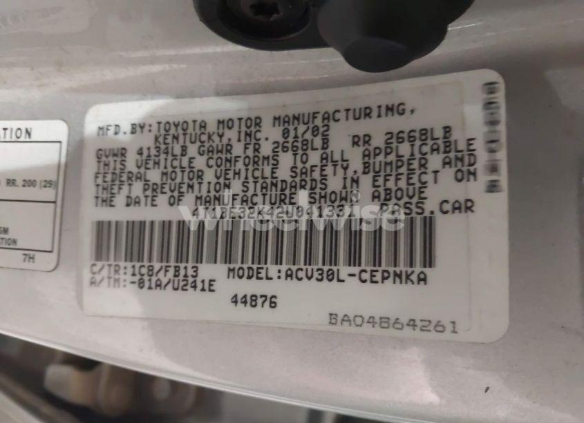 Photo 9 of 2002 Toyota Camry LE (VIN 4T1BE32K42U041331)