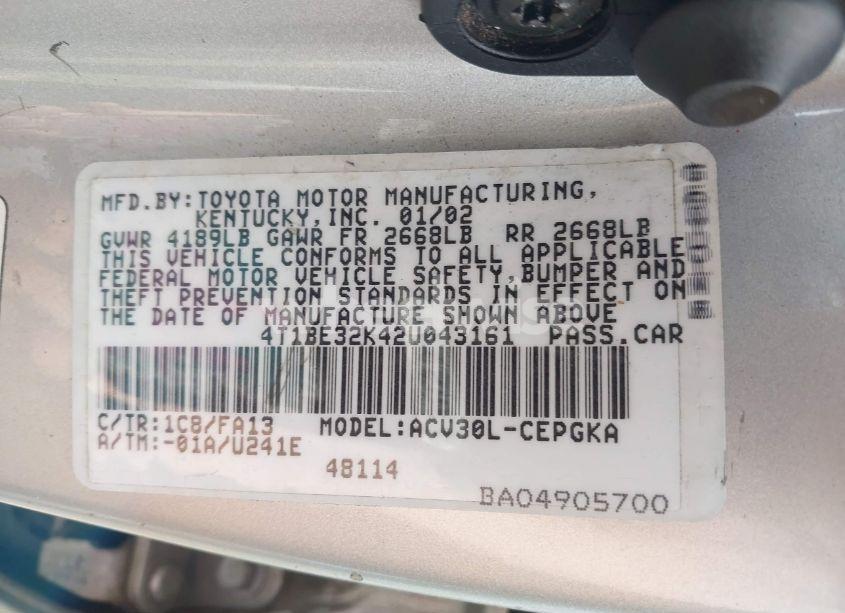 Photo 9 of 2002 Toyota Camry XLE (VIN 4T1BE32K42U043161)