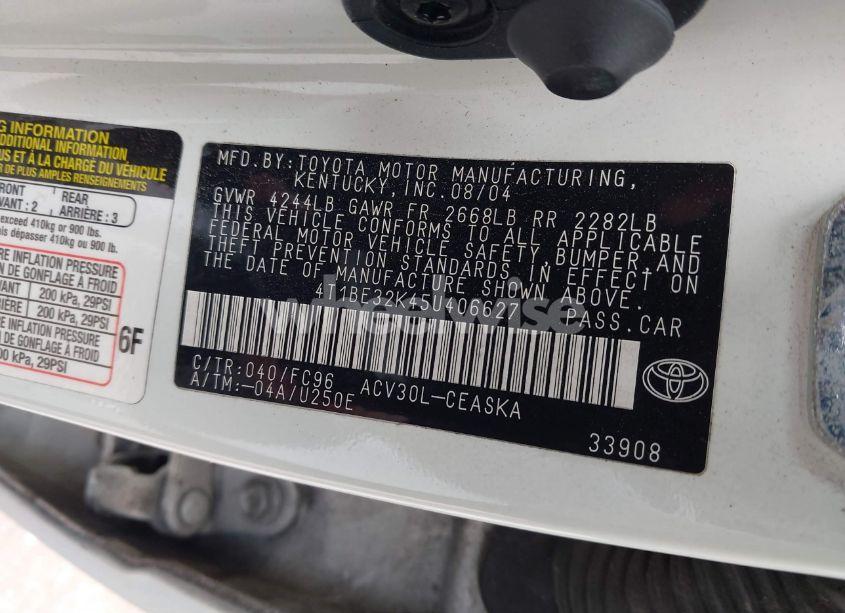 Photo 9 of 2005 Toyota Camry SE (VIN 4T1BE32K45U406627)