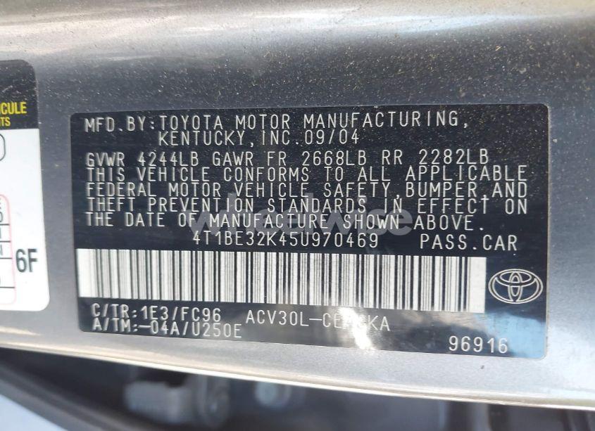 Photo 9 of 2005 Toyota Camry SE (VIN 4T1BE32K45U970469)