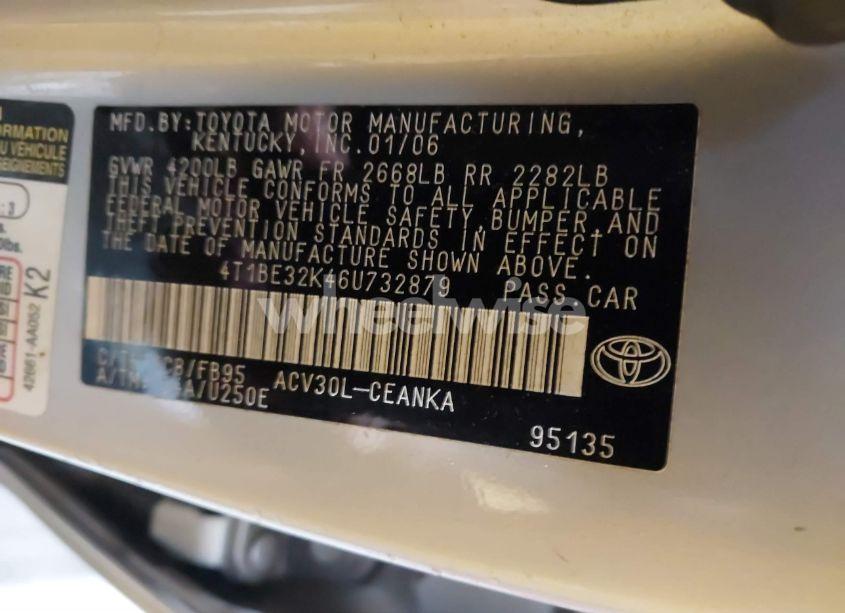 Photo 9 of 2006 Toyota Camry LE (VIN 4T1BE32K46U732879)