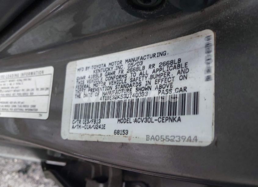 Photo 9 of 2003 Toyota Camry LE (VIN 4T1BE32K53U740033)