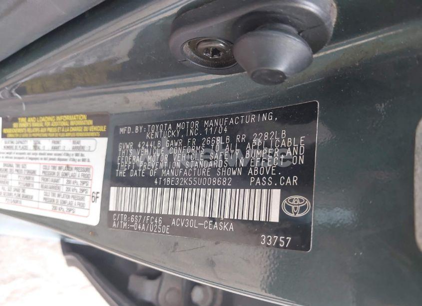 Photo 9 of 2005 Toyota Camry SE (VIN 4T1BE32K55U008682)