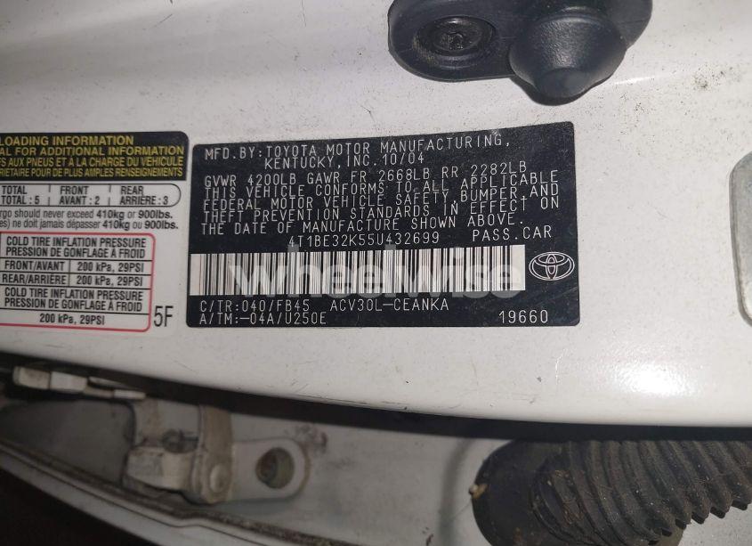 Photo 9 of 2005 Toyota Camry LE (VIN 4T1BE32K55U432699)