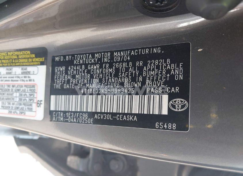 Photo 9 of 2005 Toyota Camry SE (VIN 4T1BE32K55U983425)