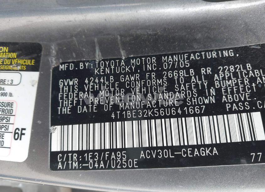 Photo 9 of 2006 Toyota Camry XLE (VIN 4T1BE32K56U641667)
