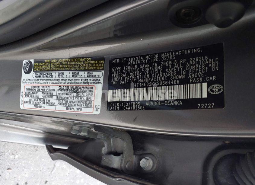 Photo 9 of 2005 Toyota Camry LE (VIN 4T1BE32K65U564466)