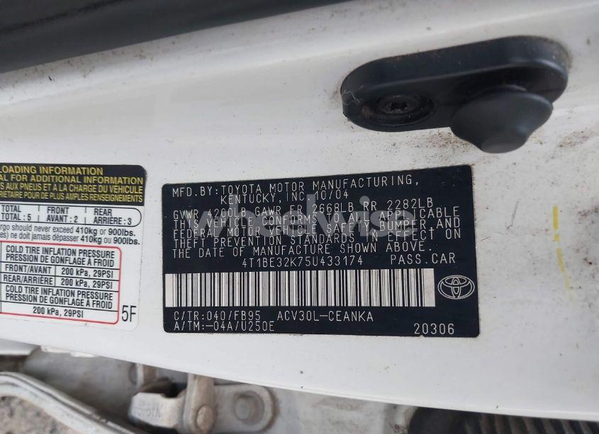 Photo 9 of 2005 Toyota Camry LE (VIN 4T1BE32K75U433174)