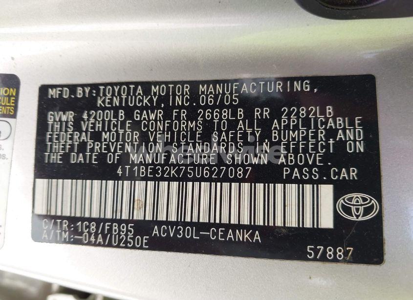 Photo 9 of 2005 Toyota Camry LE (VIN 4T1BE32K75U627087)