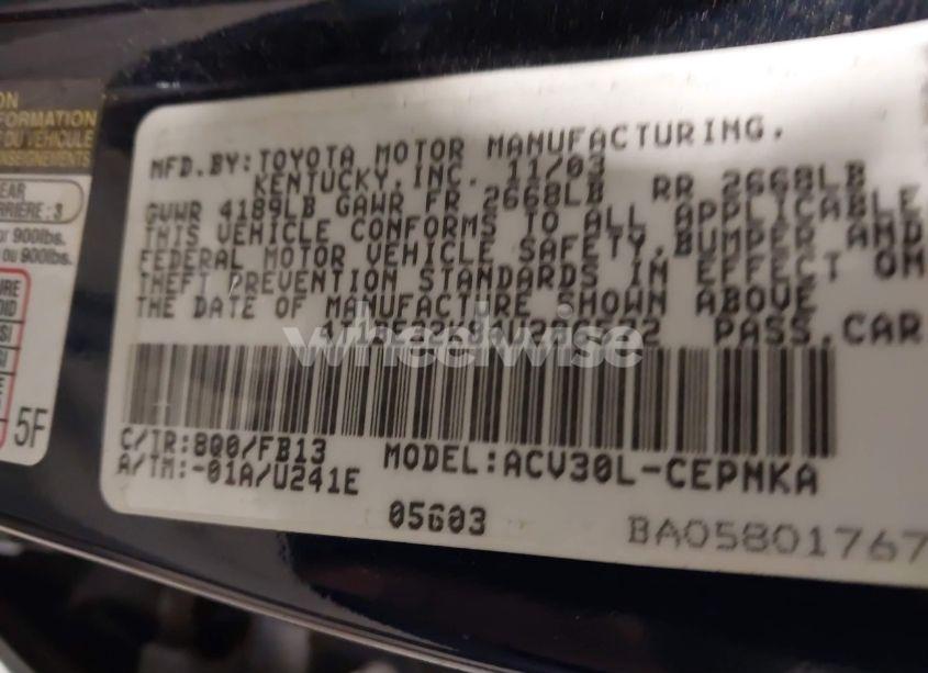 Photo 9 of 2004 Toyota Camry LE (VIN 4T1BE32K84U286572)