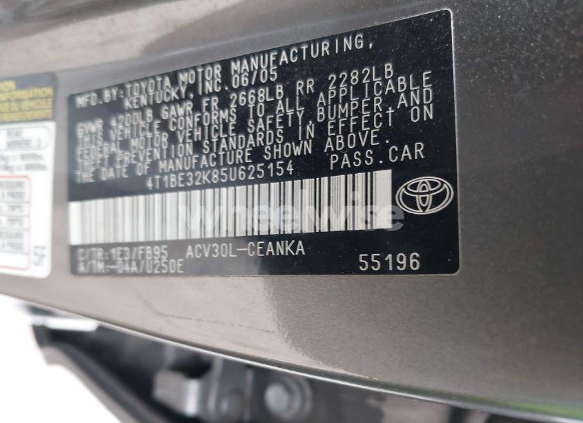 Photo 9 of 2005 Toyota Camry LE (VIN 4T1BE32K85U625154)