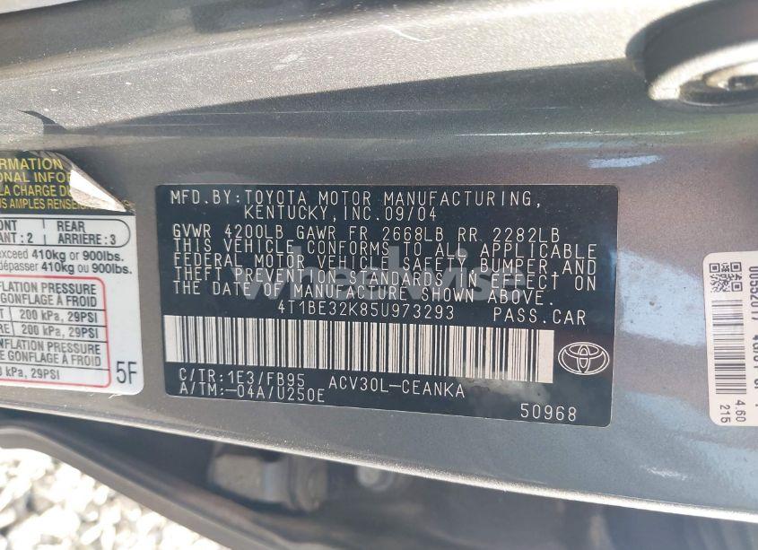 Photo 9 of 2005 Toyota Camry LE (VIN 4T1BE32K85U973293)