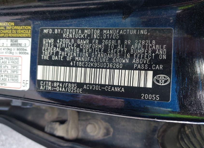 Photo 9 of 2005 Toyota Camry LE (VIN 4T1BE32K95U036260)