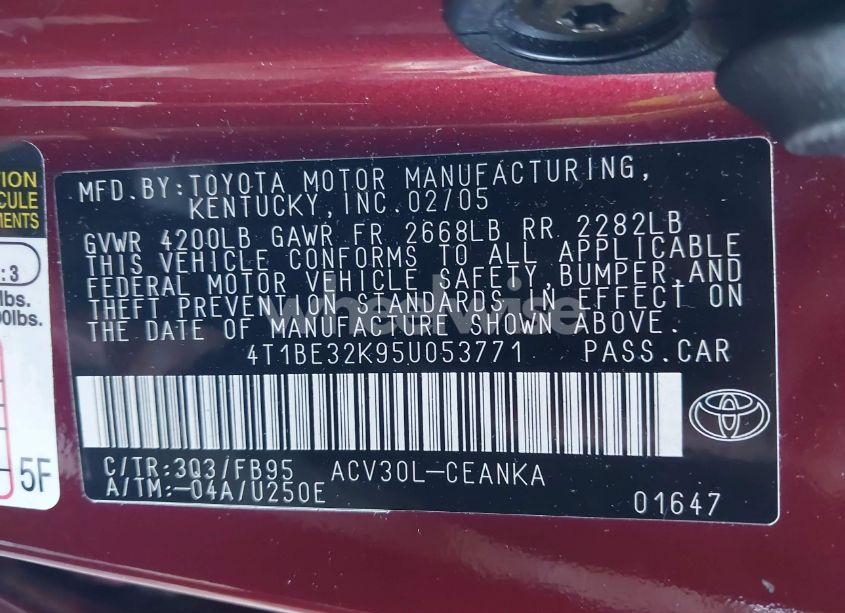 Photo 9 of 2005 Toyota Camry LE (VIN 4T1BE32K95U053771)
