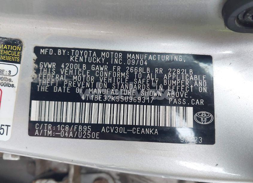 Photo 9 of 2005 Toyota Camry STD (VIN 4T1BE32K95U969317)