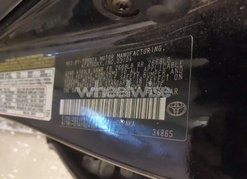 Photo 9 of 2004 Toyota Camry LE (VIN 4T1BE32KX4U337912)