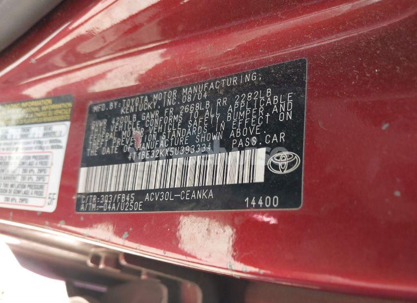 Photo 9 of 2005 Toyota Camry LE (VIN 4T1BE32KX5U393334)