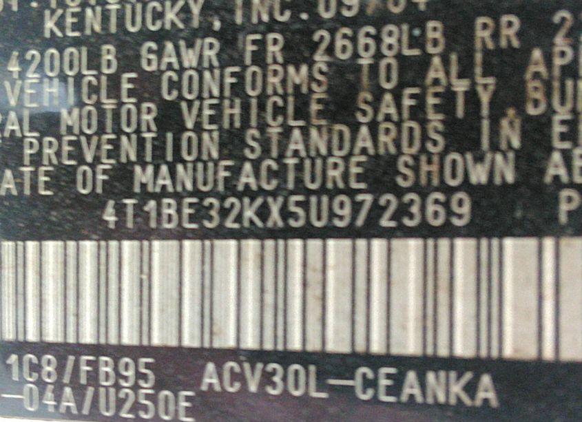 Photo 9 of 2005 Toyota Camry LE (VIN 4T1BE32KX5U972369)