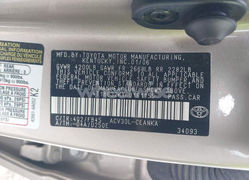 Photo 9 of 2006 Toyota Camry LE (VIN 4T1BE32KX6U161155)
