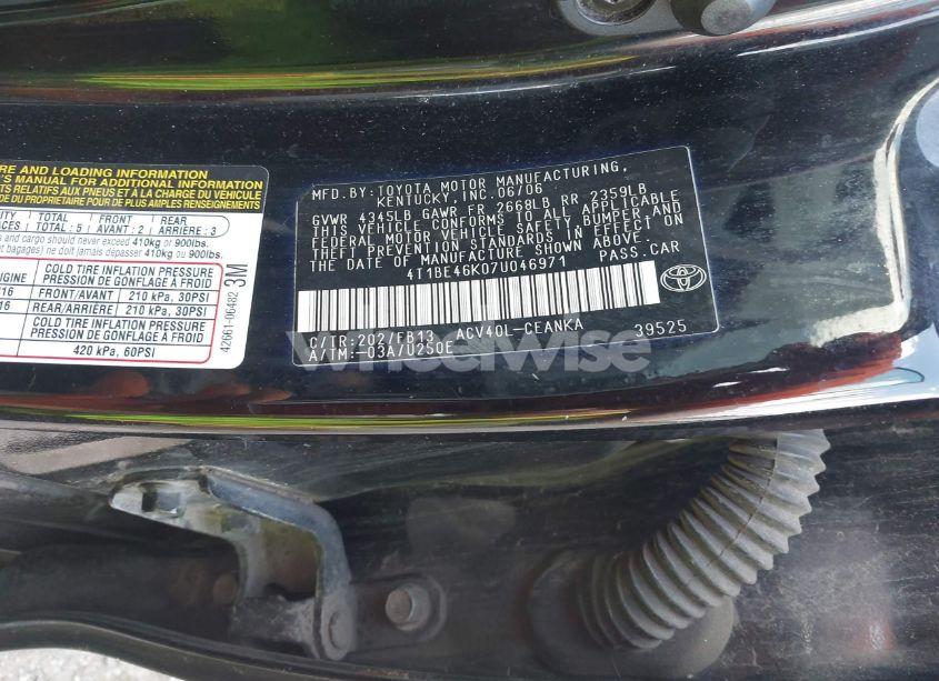 Photo 9 of 2007 Toyota Camry LE (VIN 4T1BE46K07U046971)