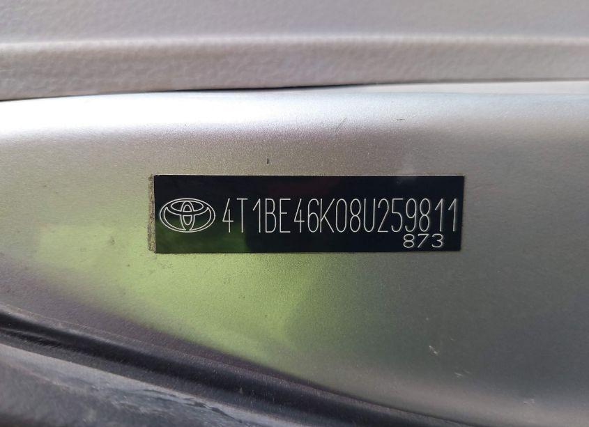 Photo 9 of 2008 Toyota Camry (VIN 4T1BE46K08U259811)