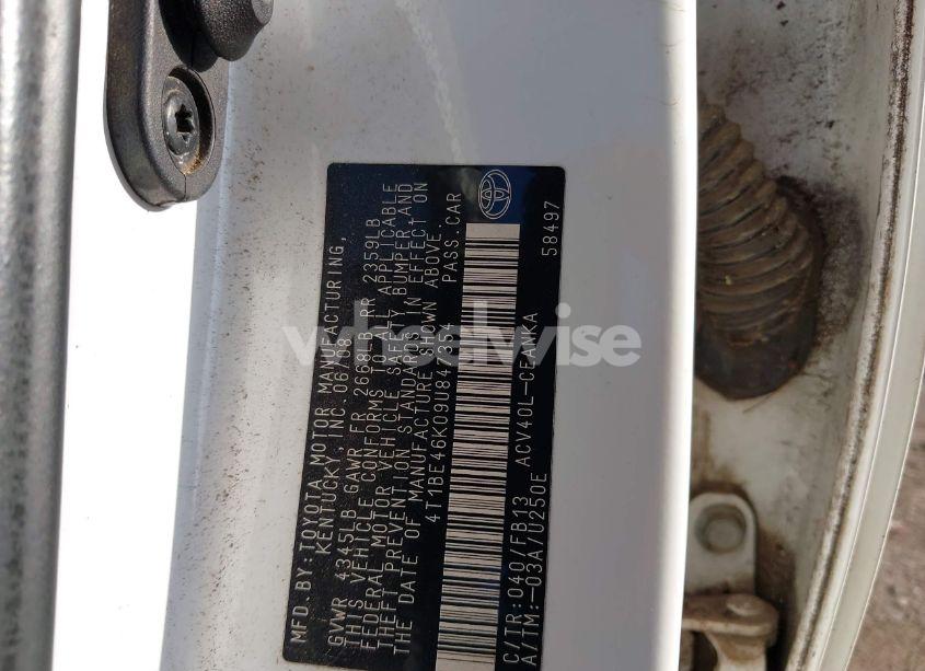 Photo 9 of 2009 Toyota Camry (VIN 4T1BE46K09U847354)