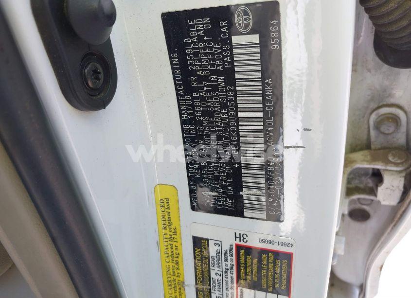 Photo 9 of 2009 Toyota Camry LE (VIN 4T1BE46K09U905382)