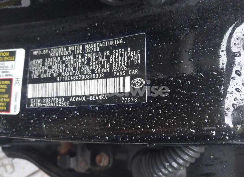 Photo 9 of 2009 Toyota Camry (VIN 4T1BE46K29U800908)