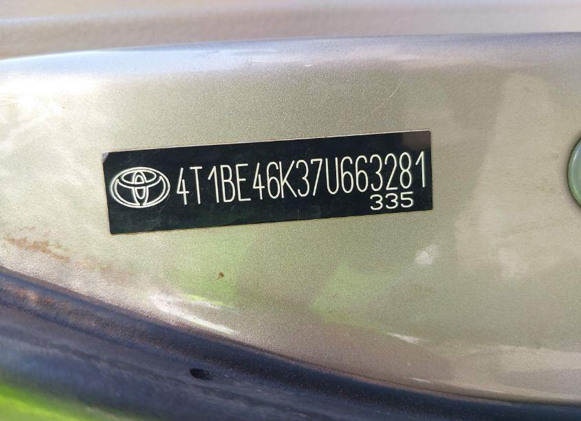 Photo 9 of 2007 Toyota Camry LE (VIN 4T1BE46K37U663281)