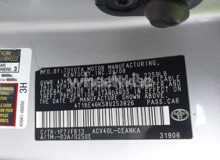 Photo 9 of 2008 Toyota Camry LE (VIN 4T1BE46K58U253826)