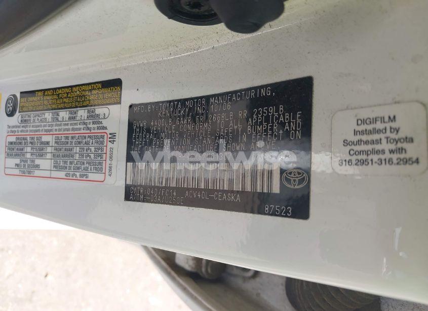 Photo 9 of 2007 Toyota Camry SE (VIN 4T1BE46K67U613071)