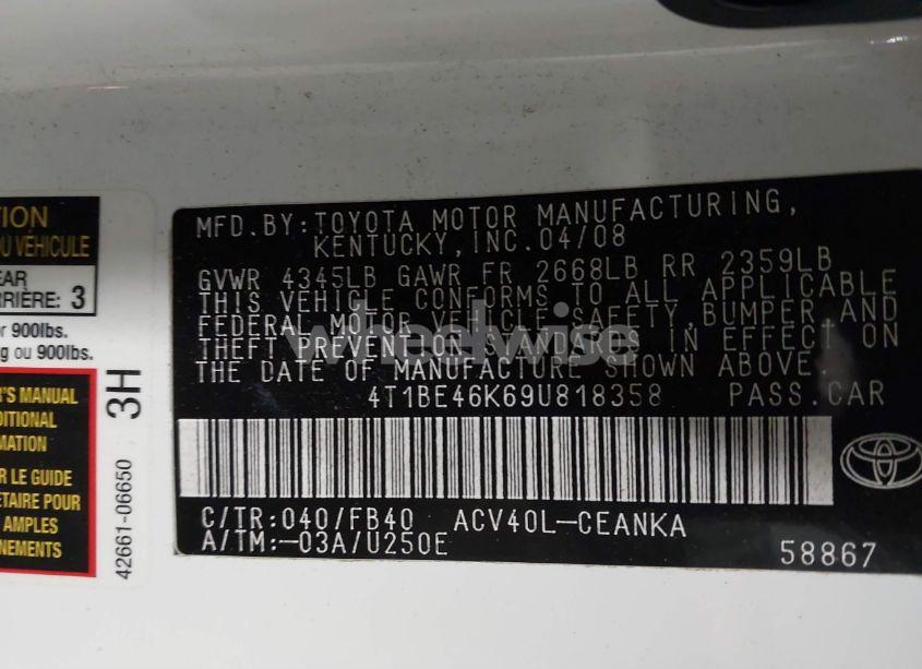 Photo 9 of 2009 Toyota Camry LE (VIN 4T1BE46K69U818358)