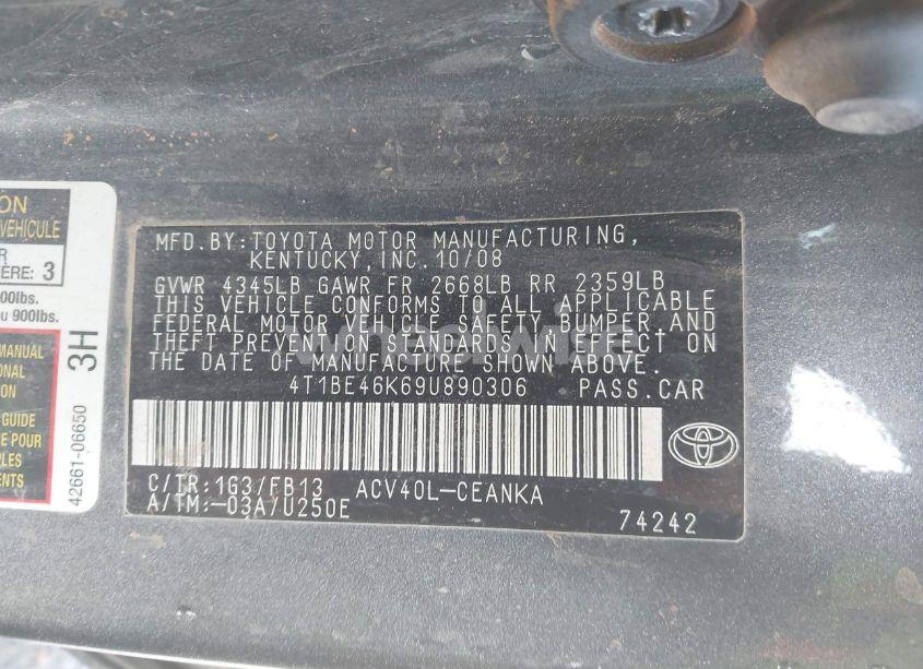 Photo 9 of 2009 Toyota Camry LE (VIN 4T1BE46K69U890306)