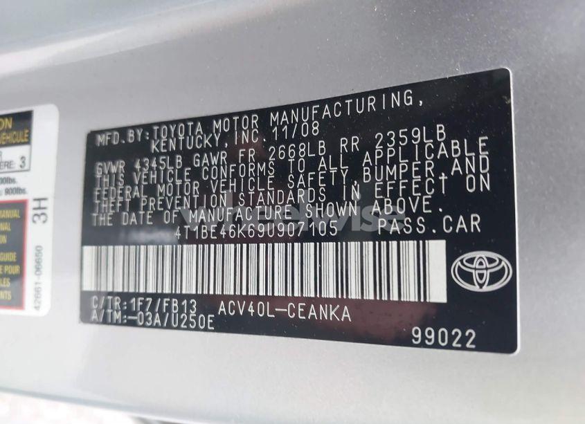 Photo 9 of 2009 Toyota Camry LE (VIN 4T1BE46K69U907105)