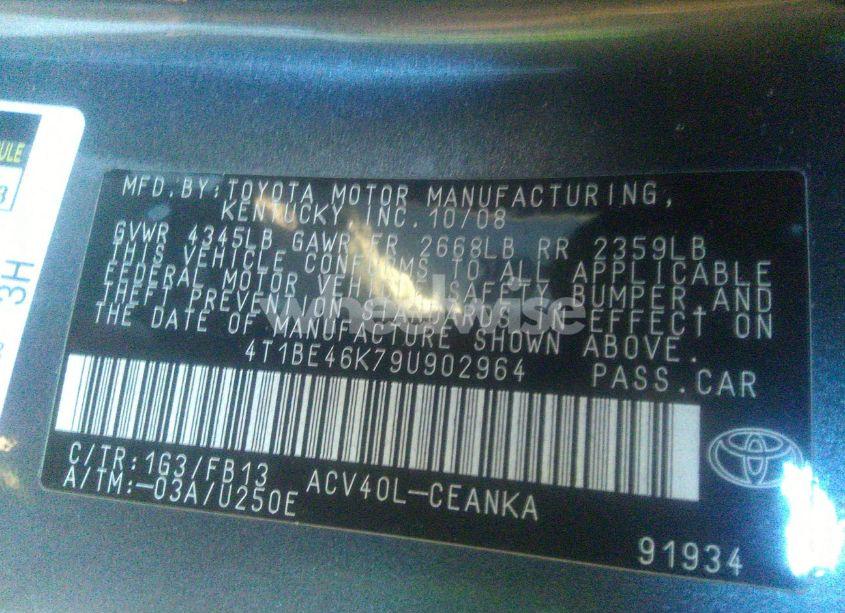 Photo 9 of 2009 Toyota Camry LE (VIN 4T1BE46K79U902964)